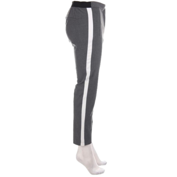 ZARA Gray pants. White stripe cropped Gray Ankle trousers, Size Large. Stretch - Picture 3 of 14